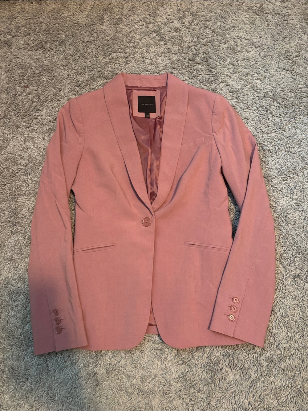 The Limited Rose Pink Shawl-Collar One-Button Blazer
